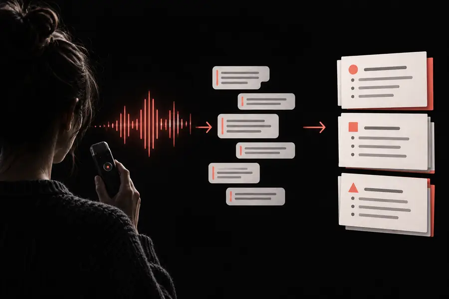 Organisierte Notizen, verbunden mit einem Prüfungsworkflow
