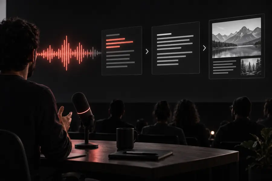 Lesbares Transkript, das aus der hochgeladenen Aufnahme erstellt wurde